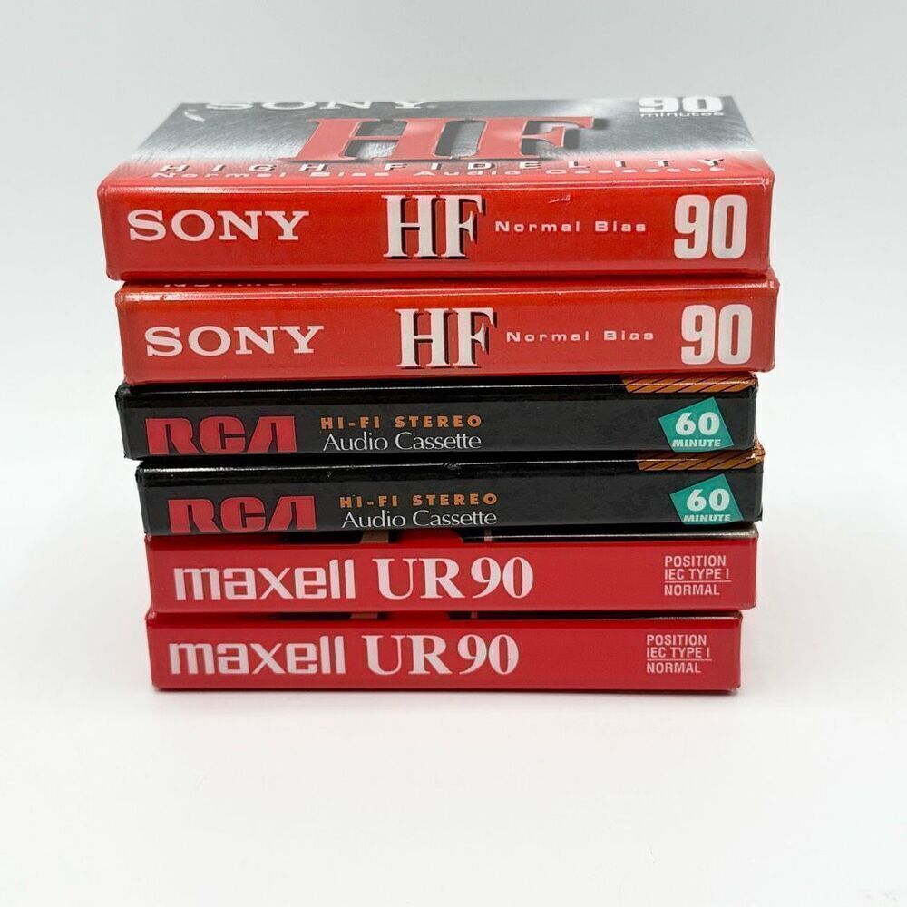 Maxell Sony RCA Mix Lot of 6 NIP Blank Cassettes